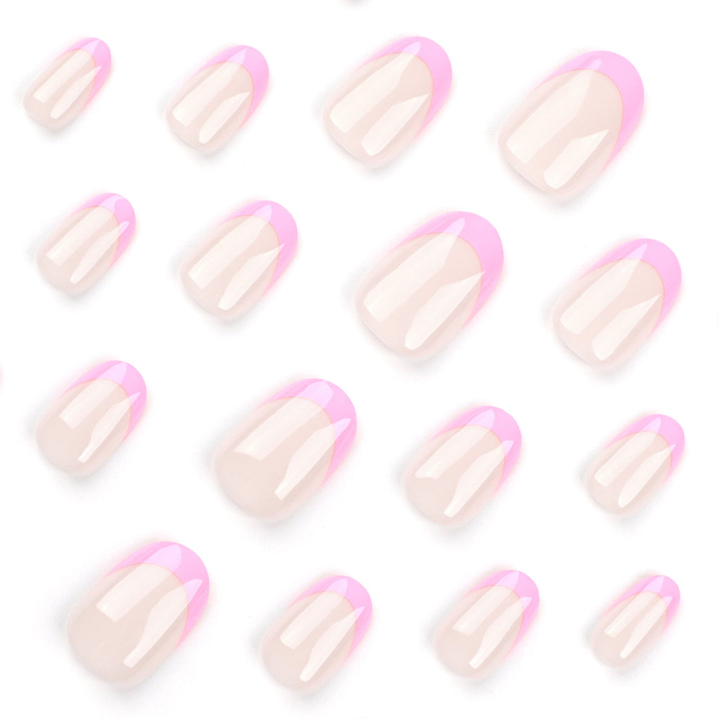 Rose French short round press-on nails