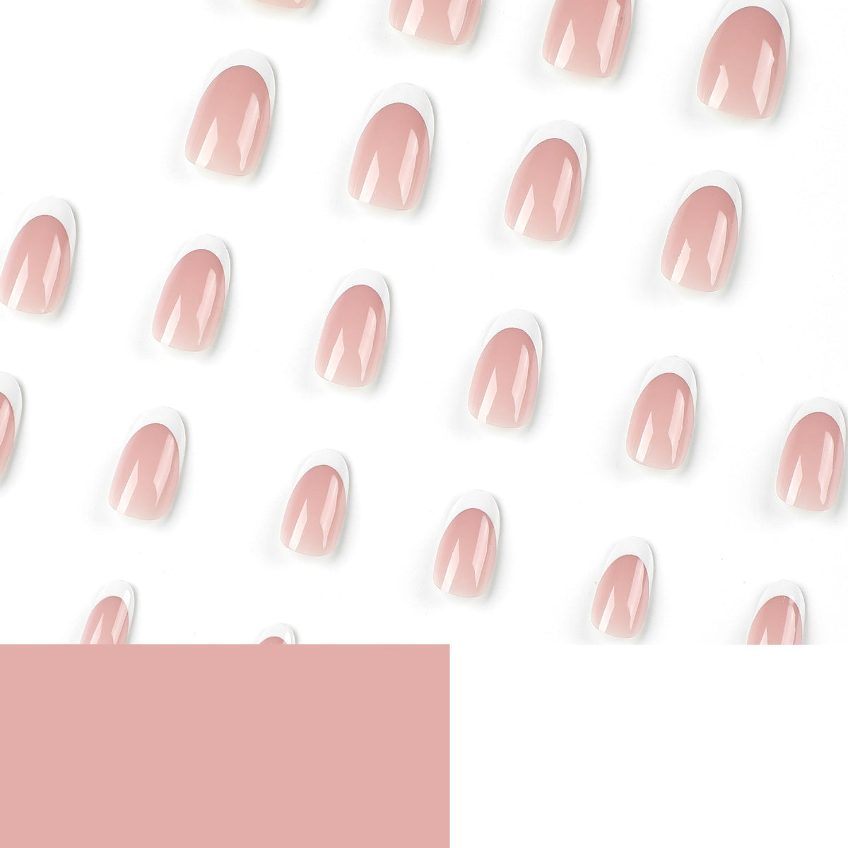 Classic White French short almond press-on nails