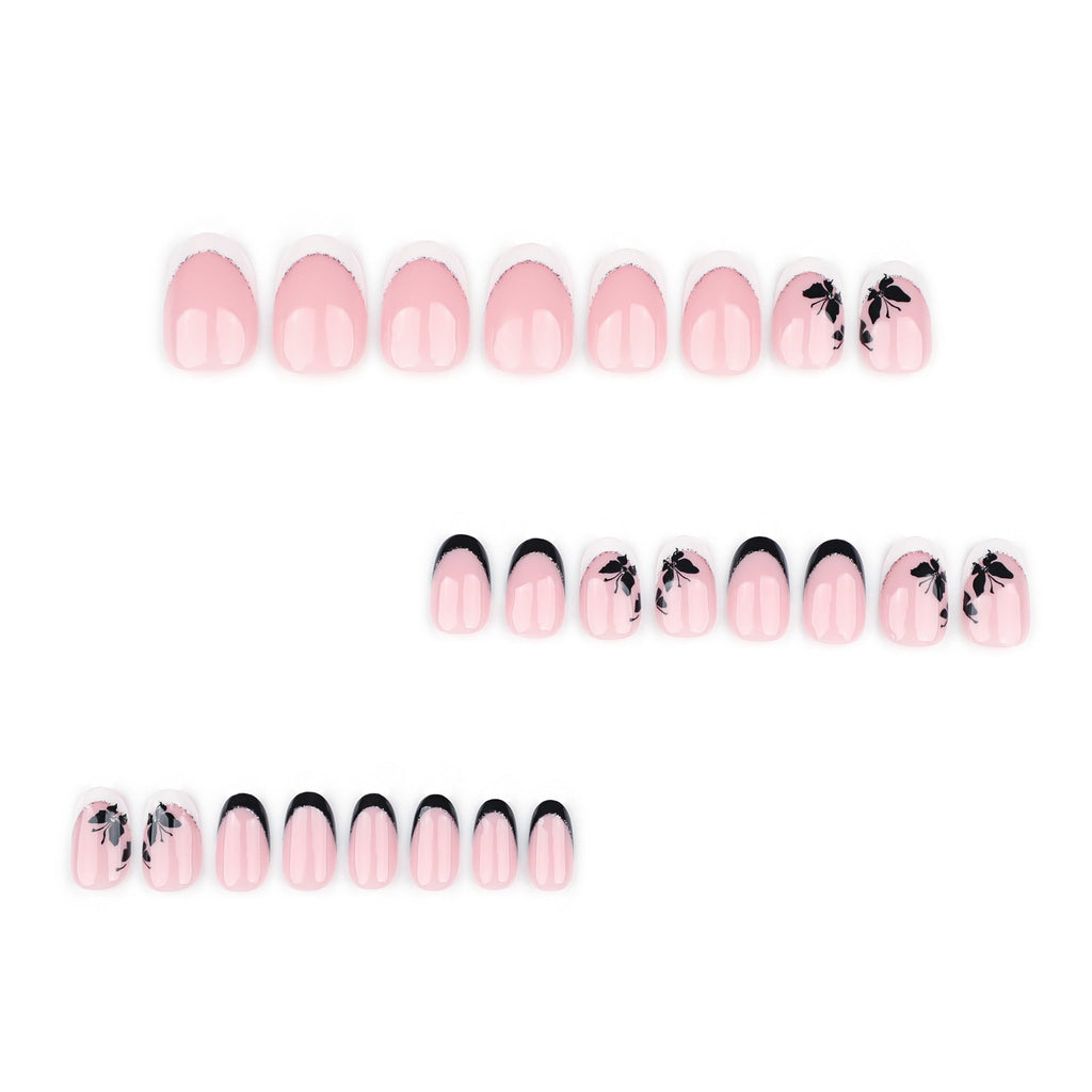 Butterfly French short round press-on nails