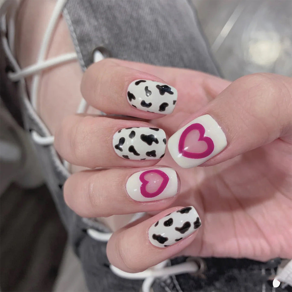 Soft Cow Print Y2K press-on nails