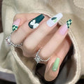 Matcha Checker green press-on nails