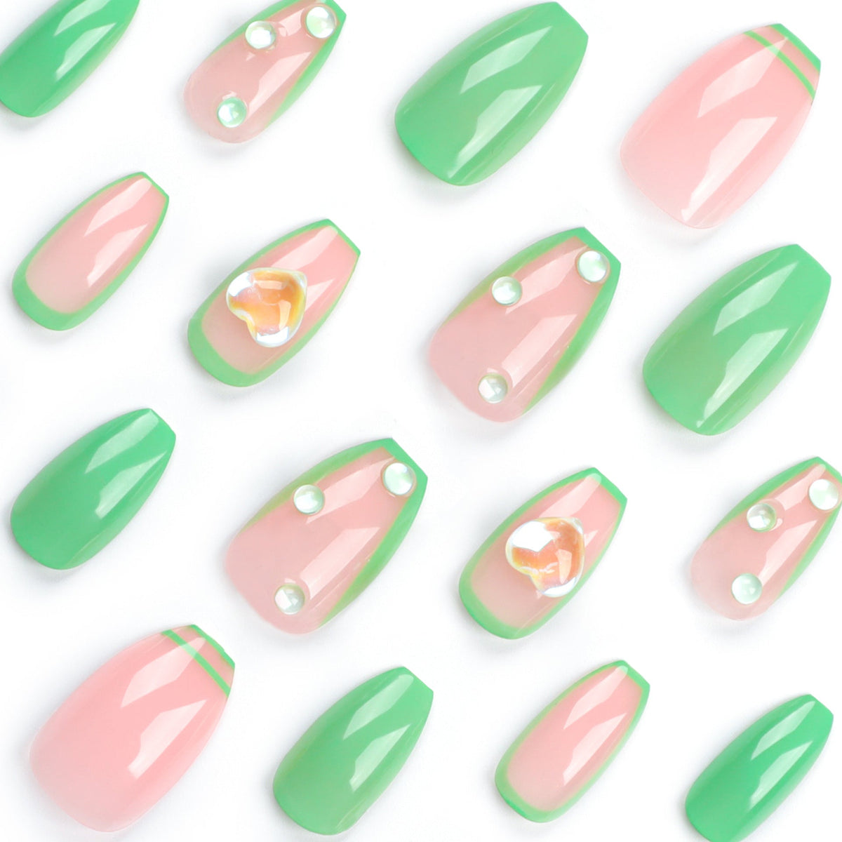 Fresh Green French short ballet press-on nails