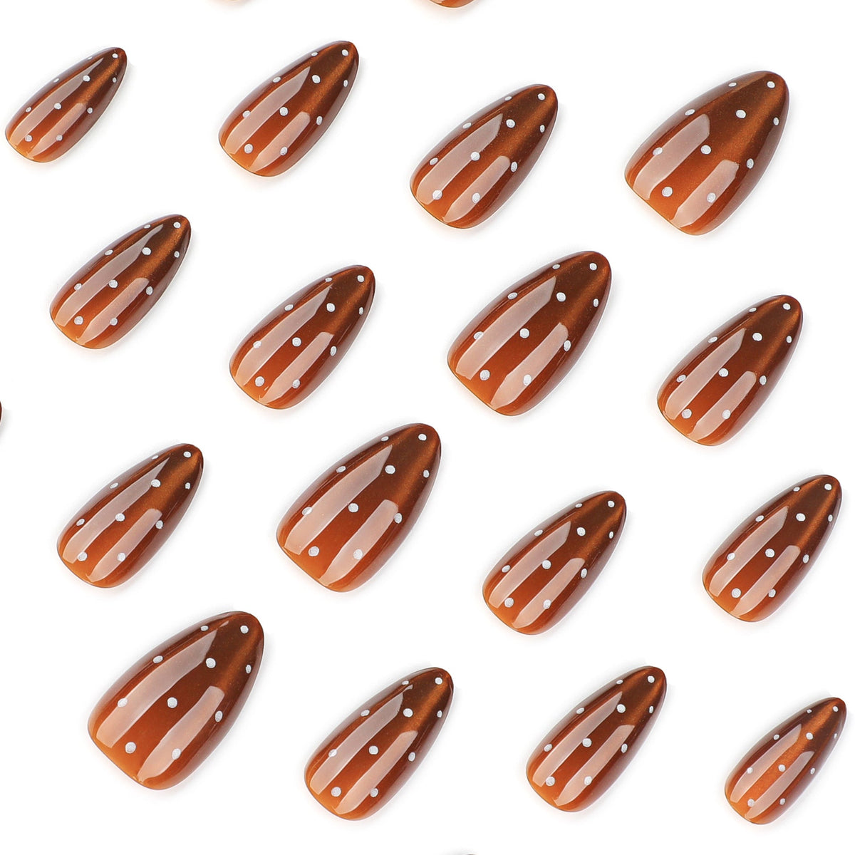 Cocoa Dot Cat Eye brown press-on nails