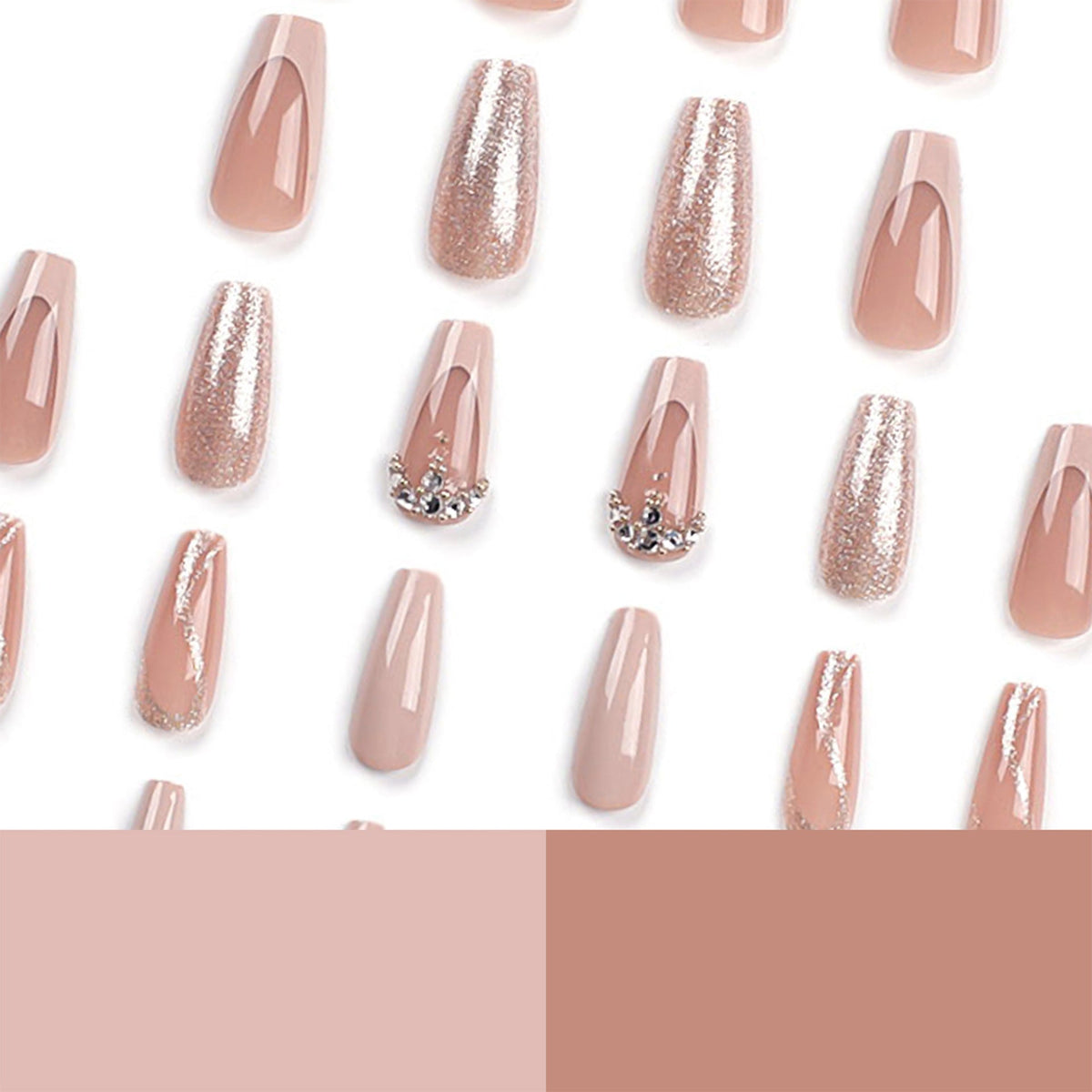 Long Glitter French press-on nails