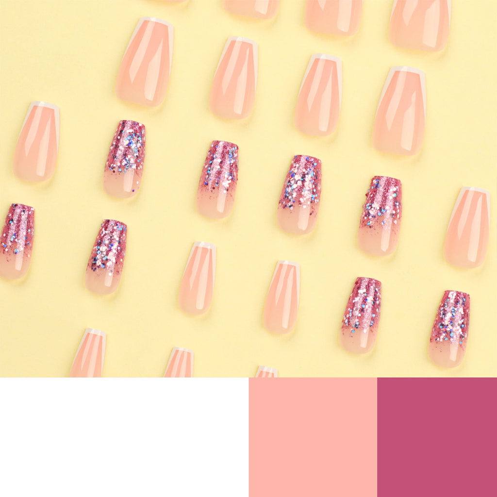 Purple Sparkle French ballet press-on nails