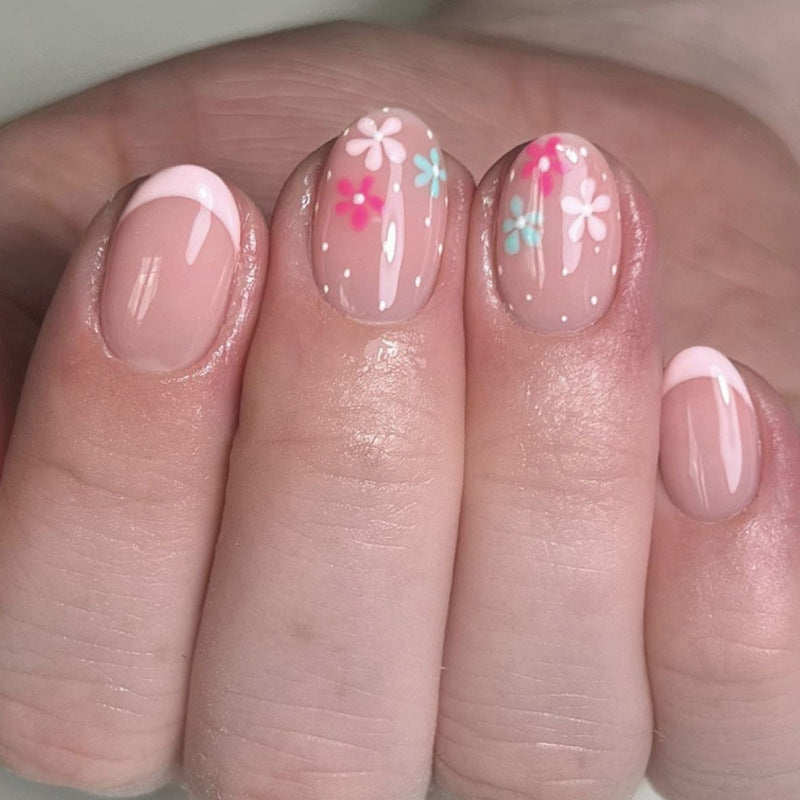 Rose Blossom short round press-on nails