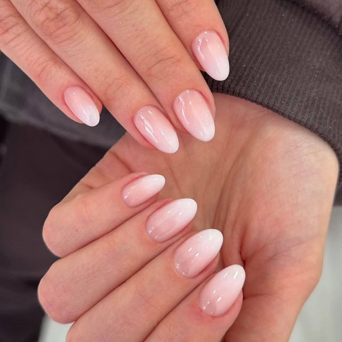 Soft Pink Ombré Oval natural press-on nails