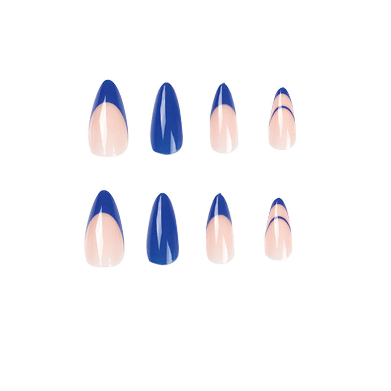 Blue French Minimal press-on nails