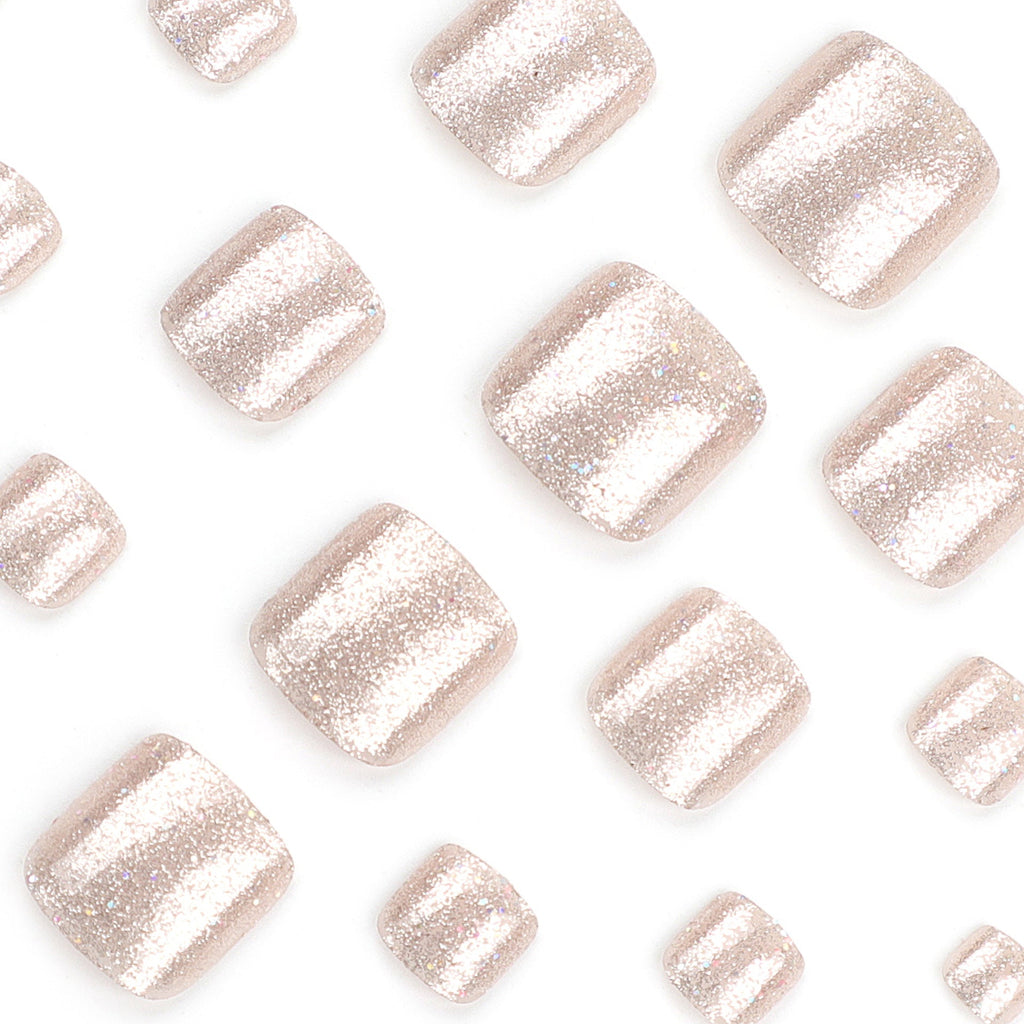 Champagne Glitter press-on toenails
