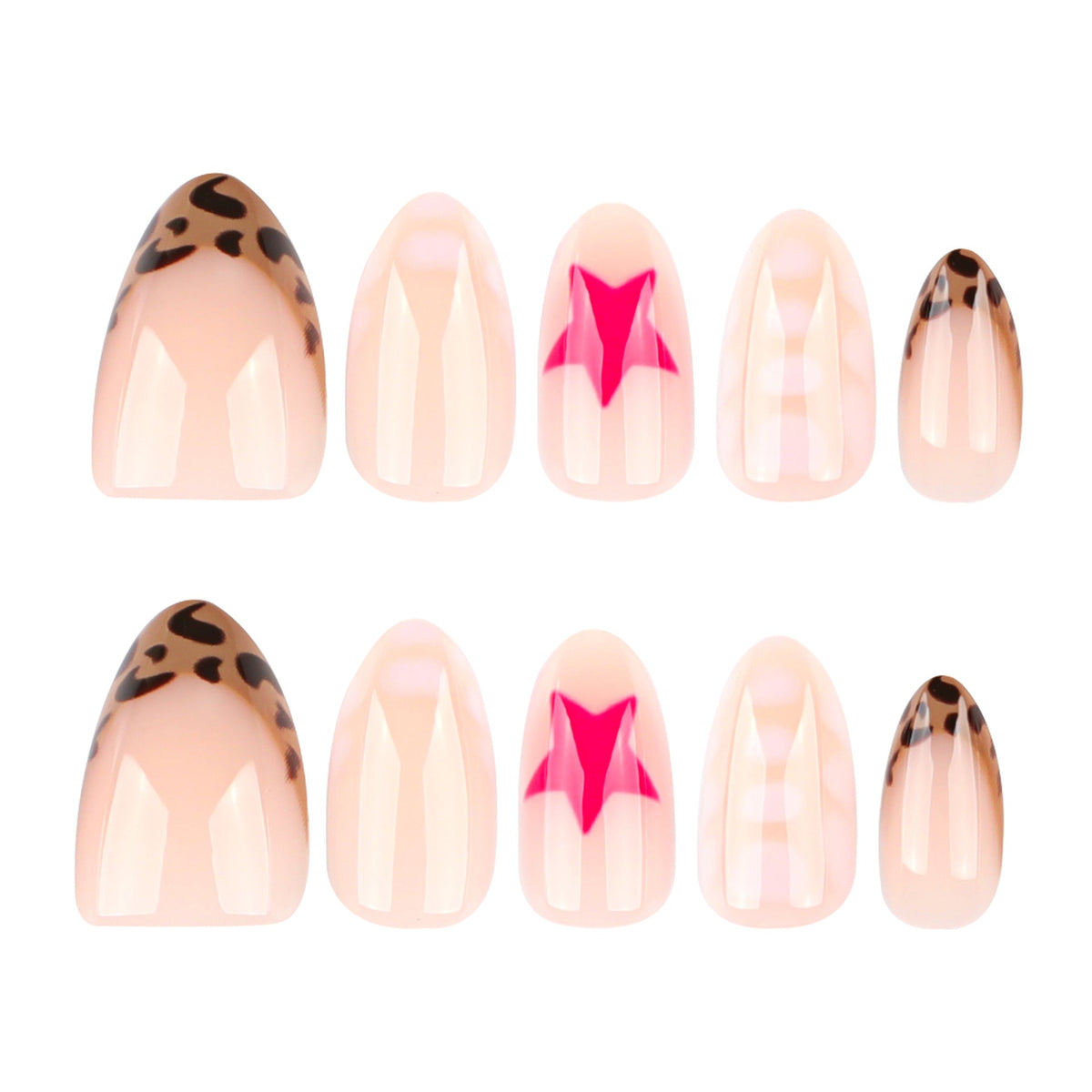 Scarlet Star Leopard French short almond press-on nails