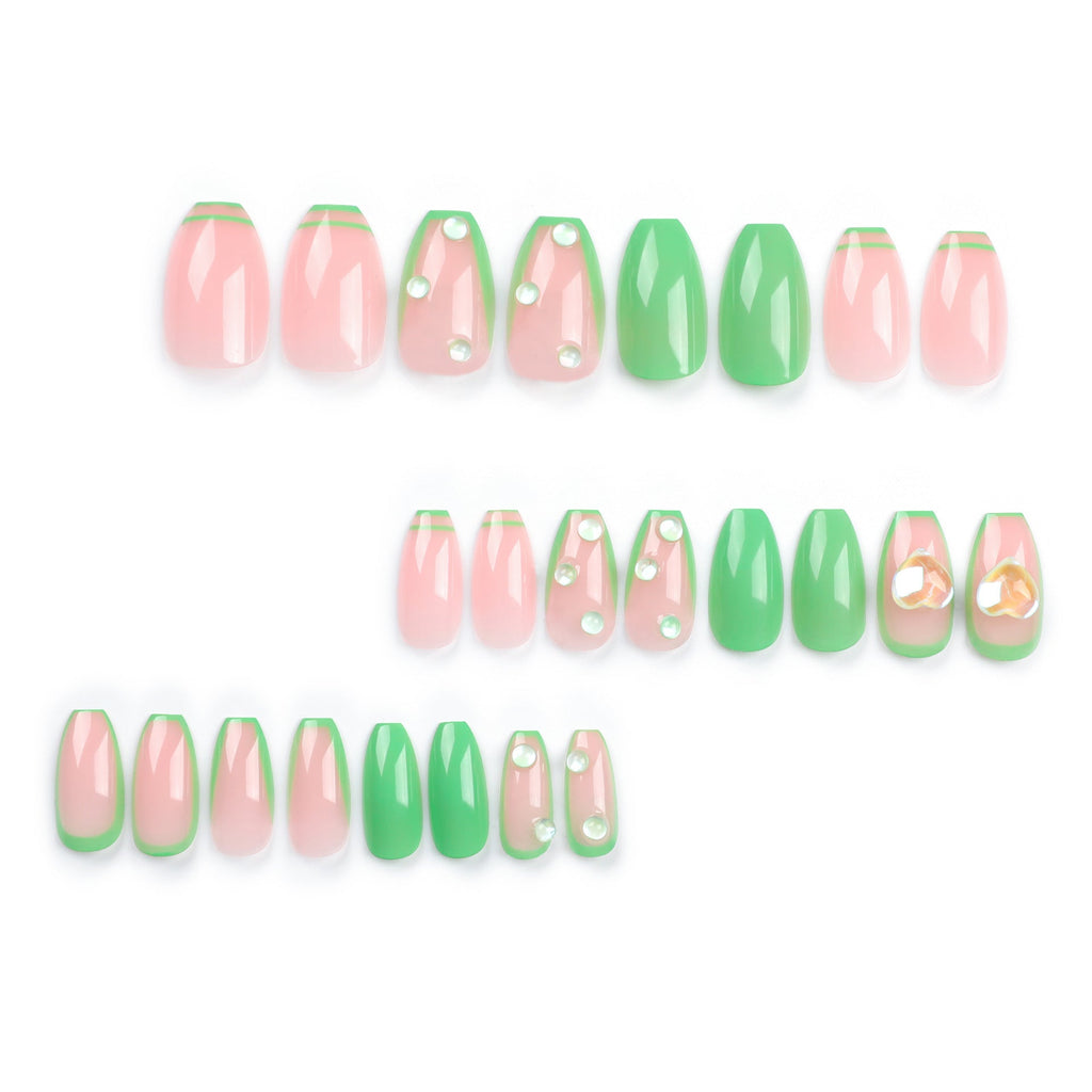Fresh Green French short ballet press-on nails