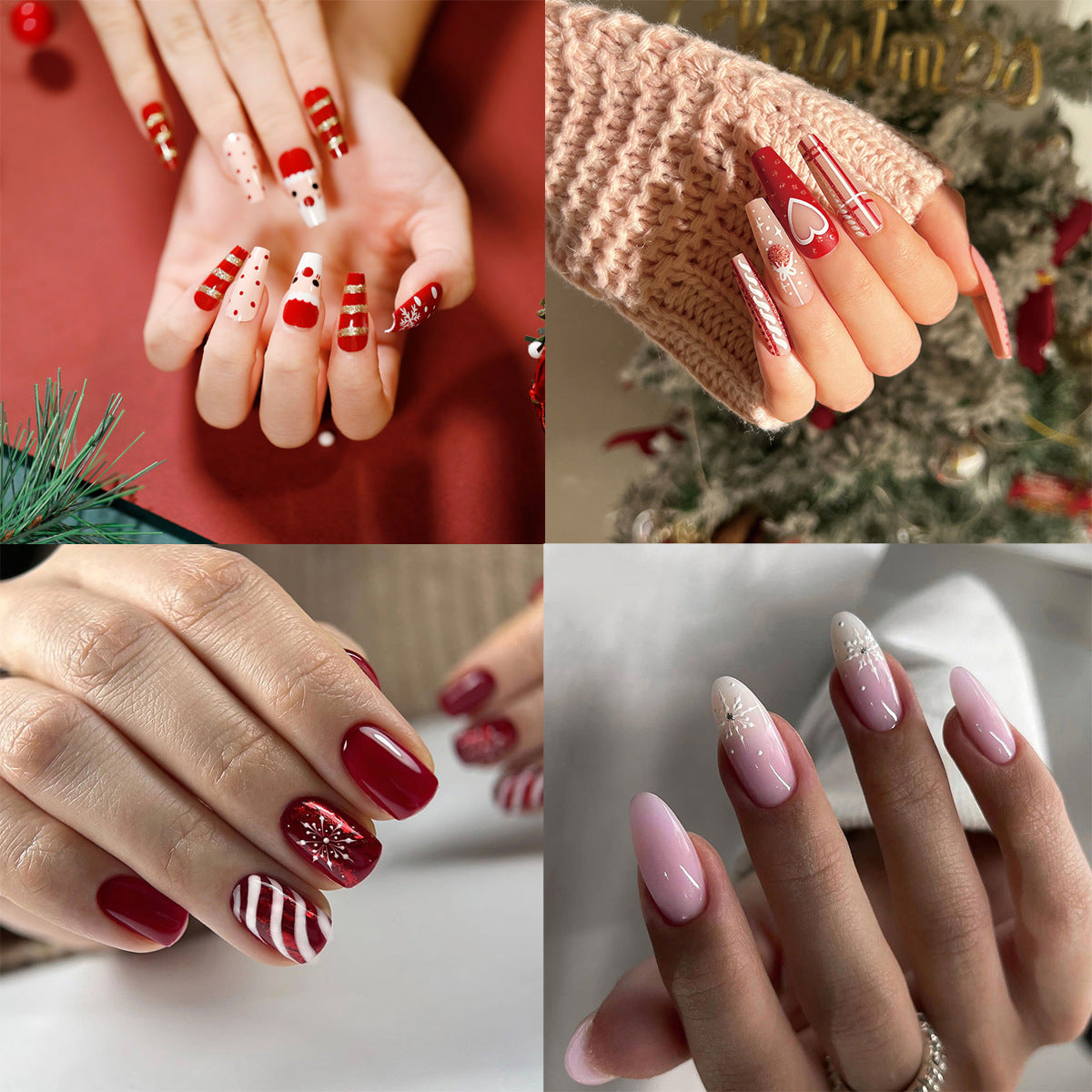 Winter Cheer holiday short almond press-on nails, alternate view 2