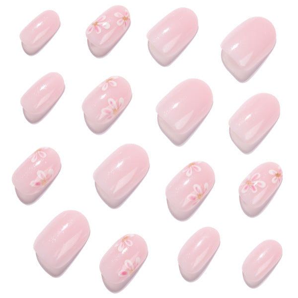 Soft Pink Blossom short oval press-on nails