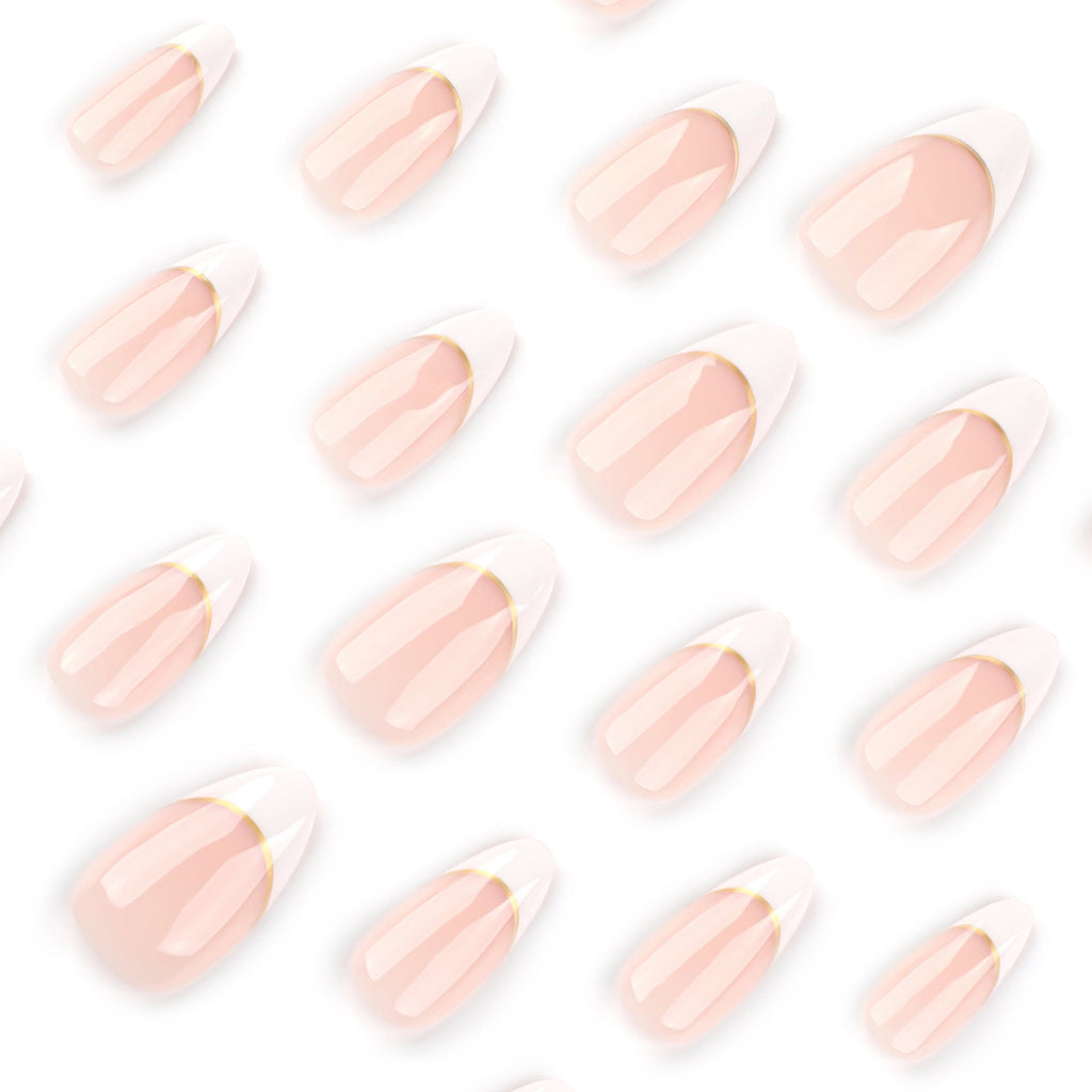 Gilded Curve French short almond press-on nails