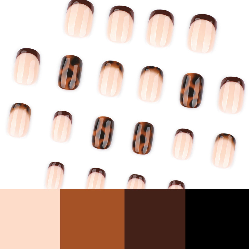Merlot Blossom short square press-on nails