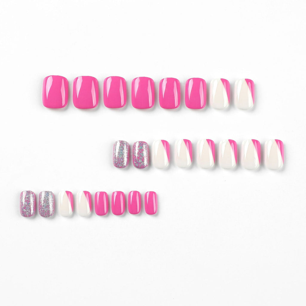 Lilac Silver Contrast short press-on nails