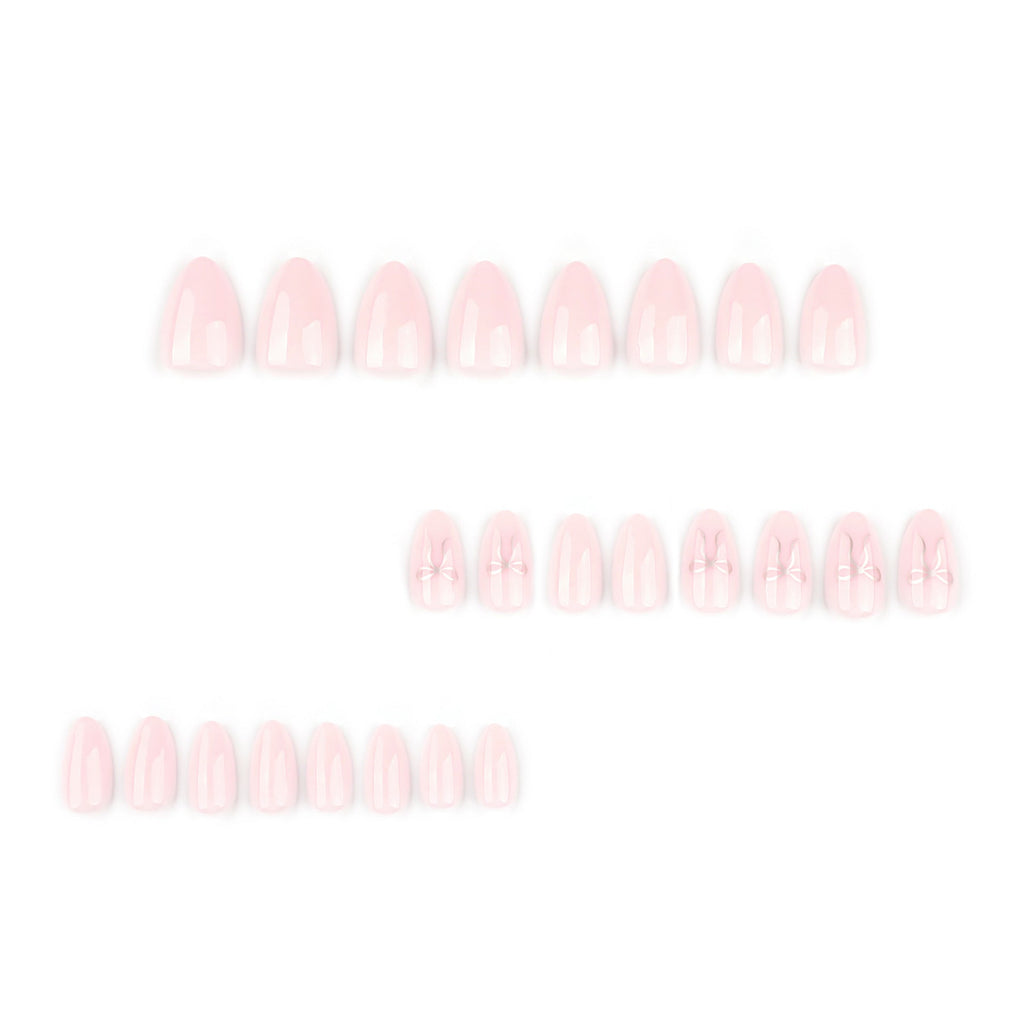 Silver Bow Almond short press-on nails
