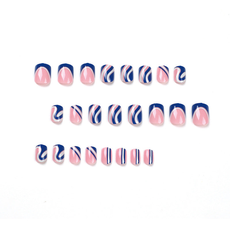 Blue Wave French short press-on nails