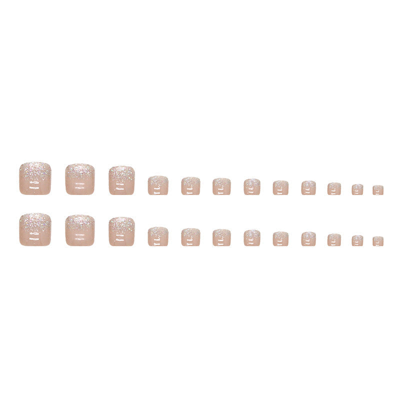 Blush Fade gradient press-on toenails