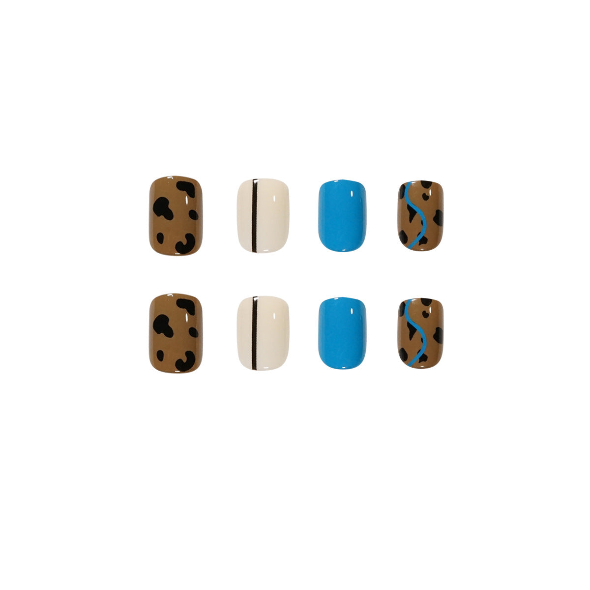 Mocha Leopard Contrast press-on nails