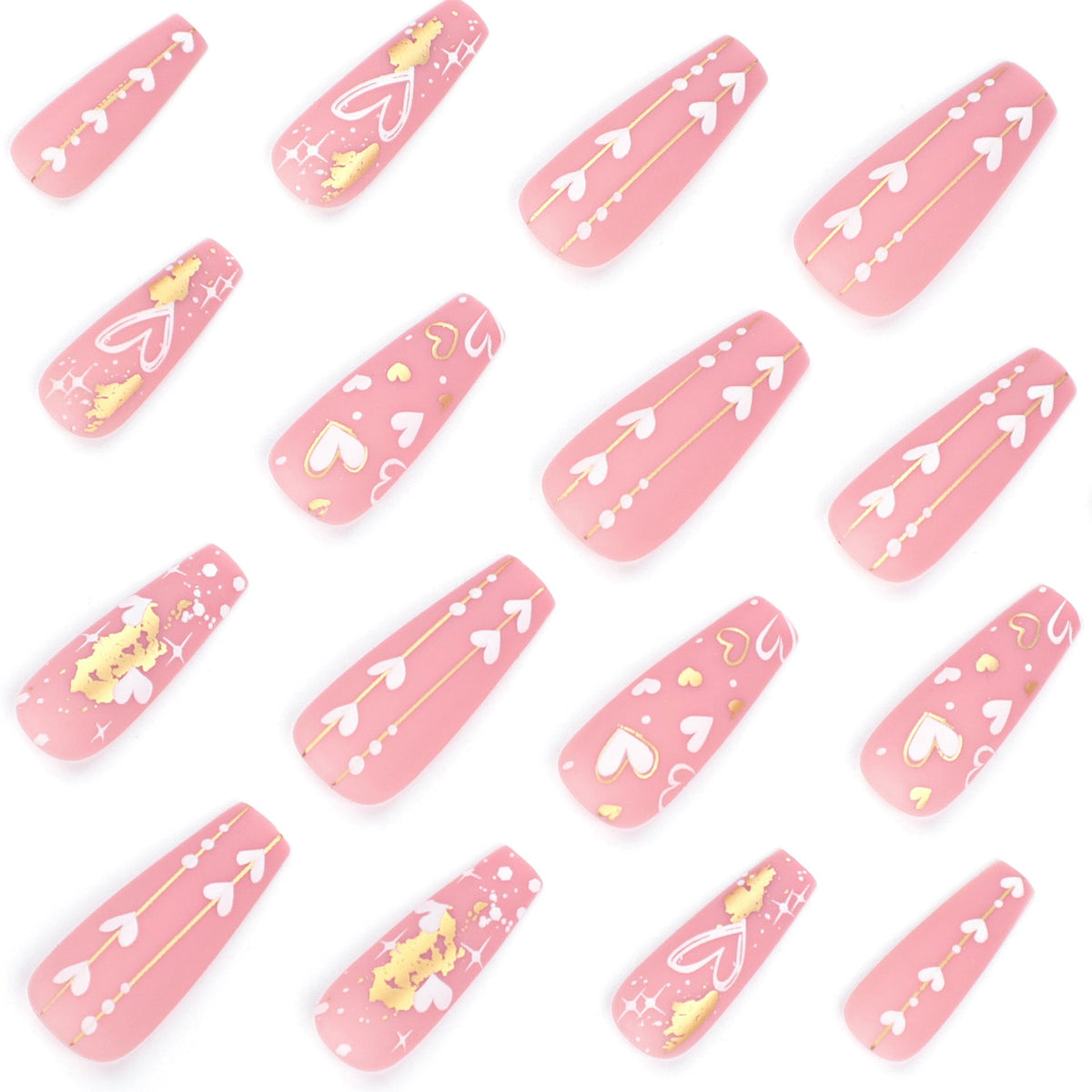 Gilded Heart Ballet matte press-on nails