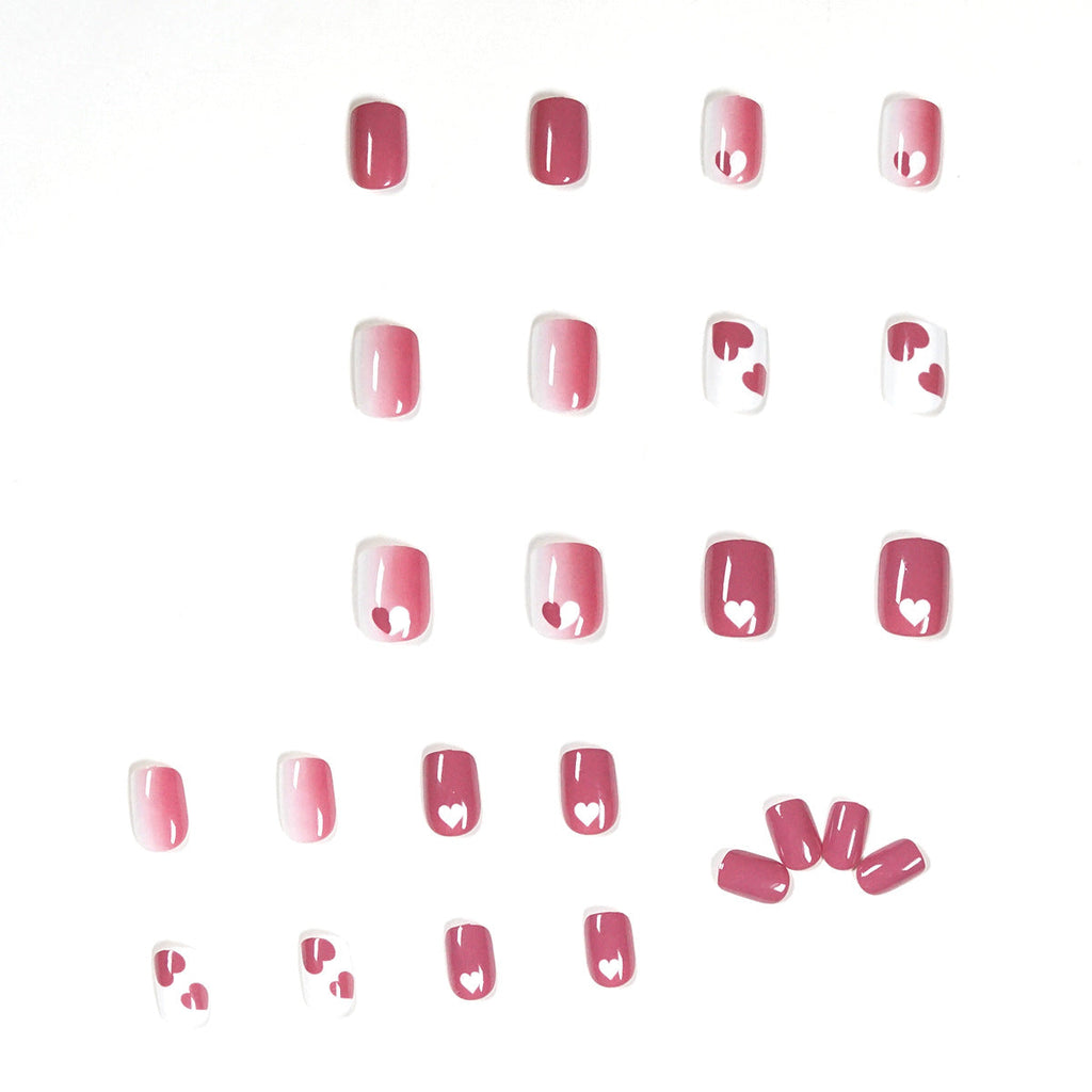 Raspberry Heart Graffiti press-on nails
