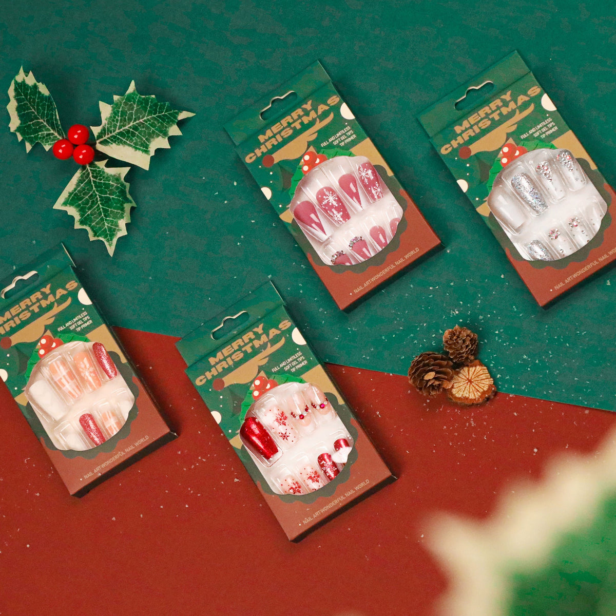 Holiday Sequin Christmas press-on nails