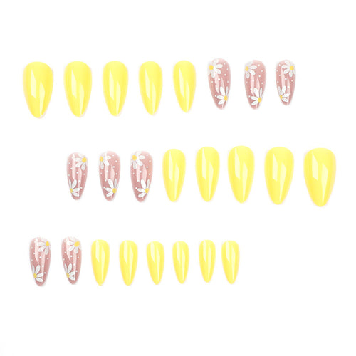 Blush Blossom Almond short floral press-on nails