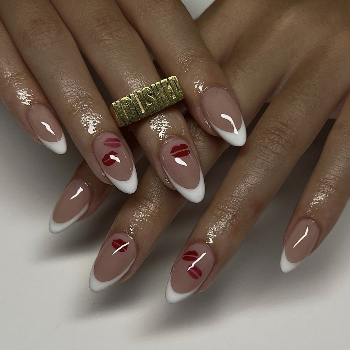 Scarlet Kiss French short almond press-on nails