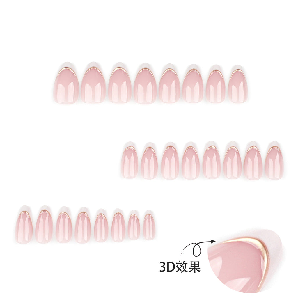 Gilded Stripe French 3D press-on nails