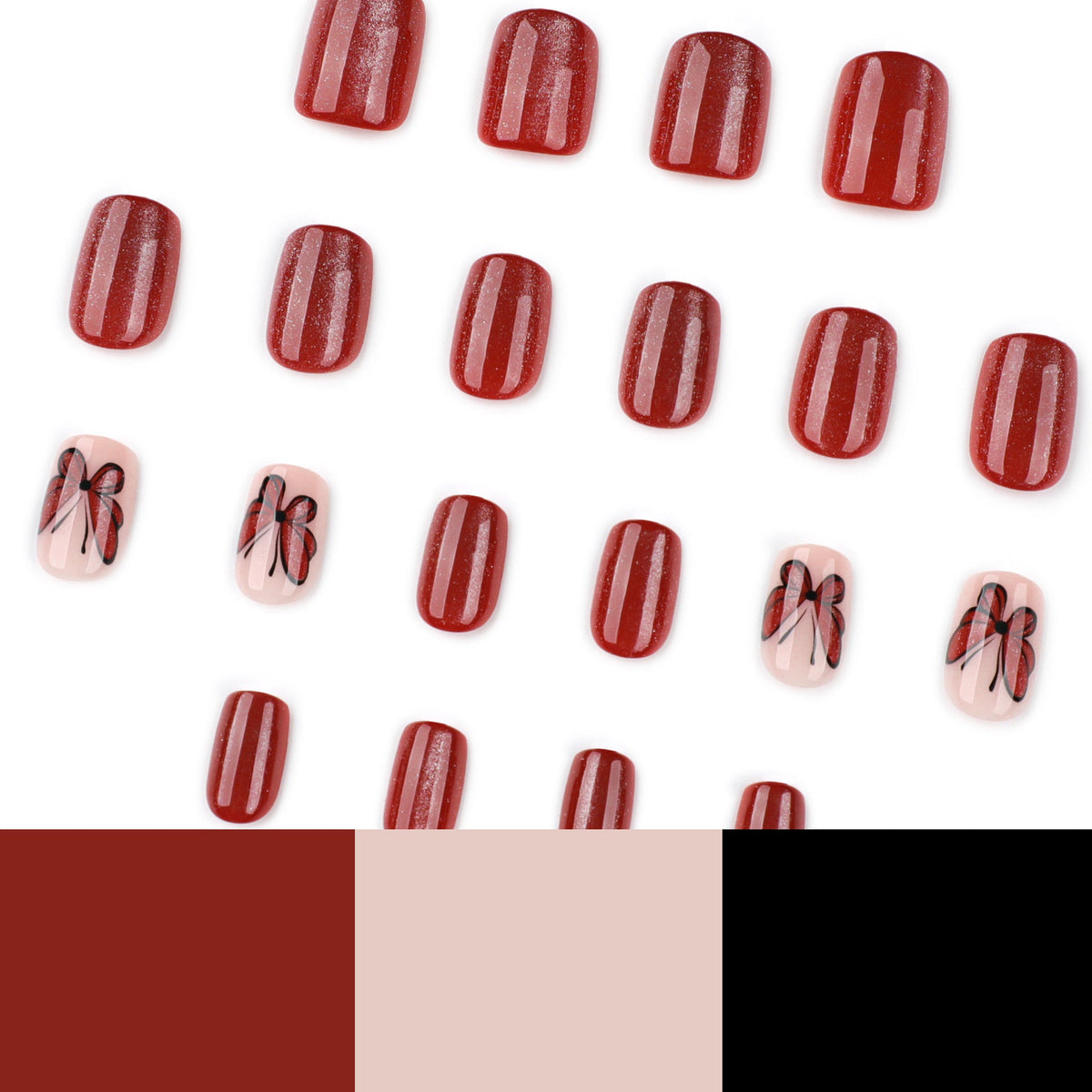 Ruby Butterfly Cat Eye short square press-on nails