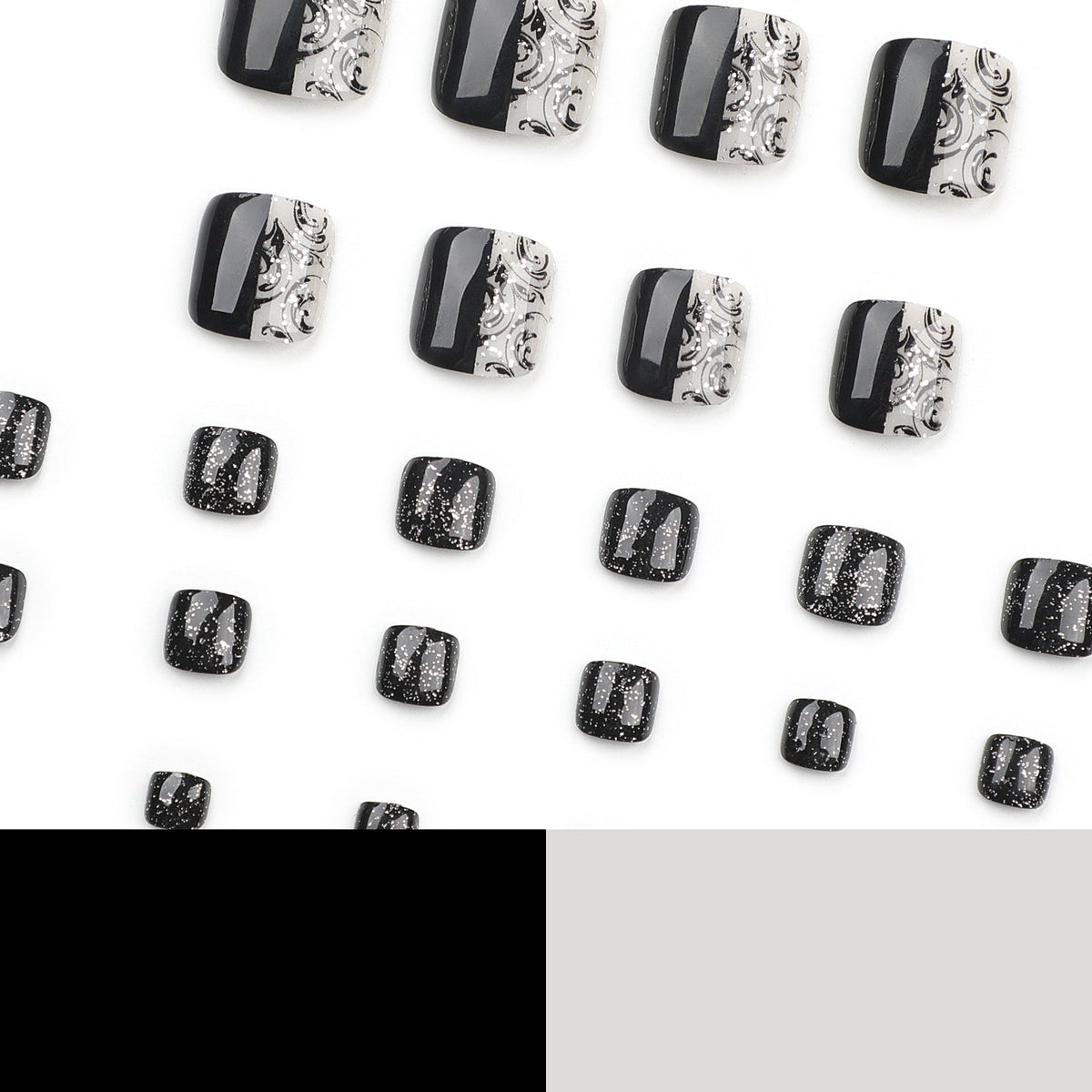 Noir Spark press-on toenails