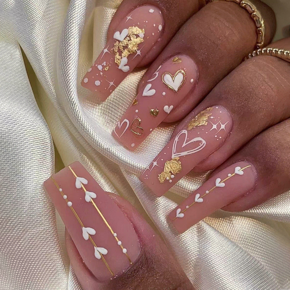 Gilded Heart Ballet matte press-on nails