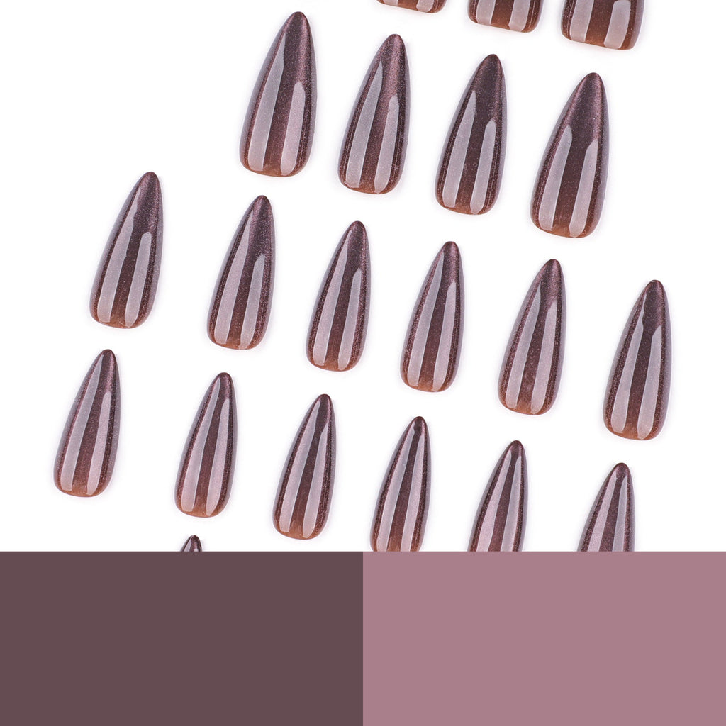 Cocoa Cat Eye medium almond press-on nails