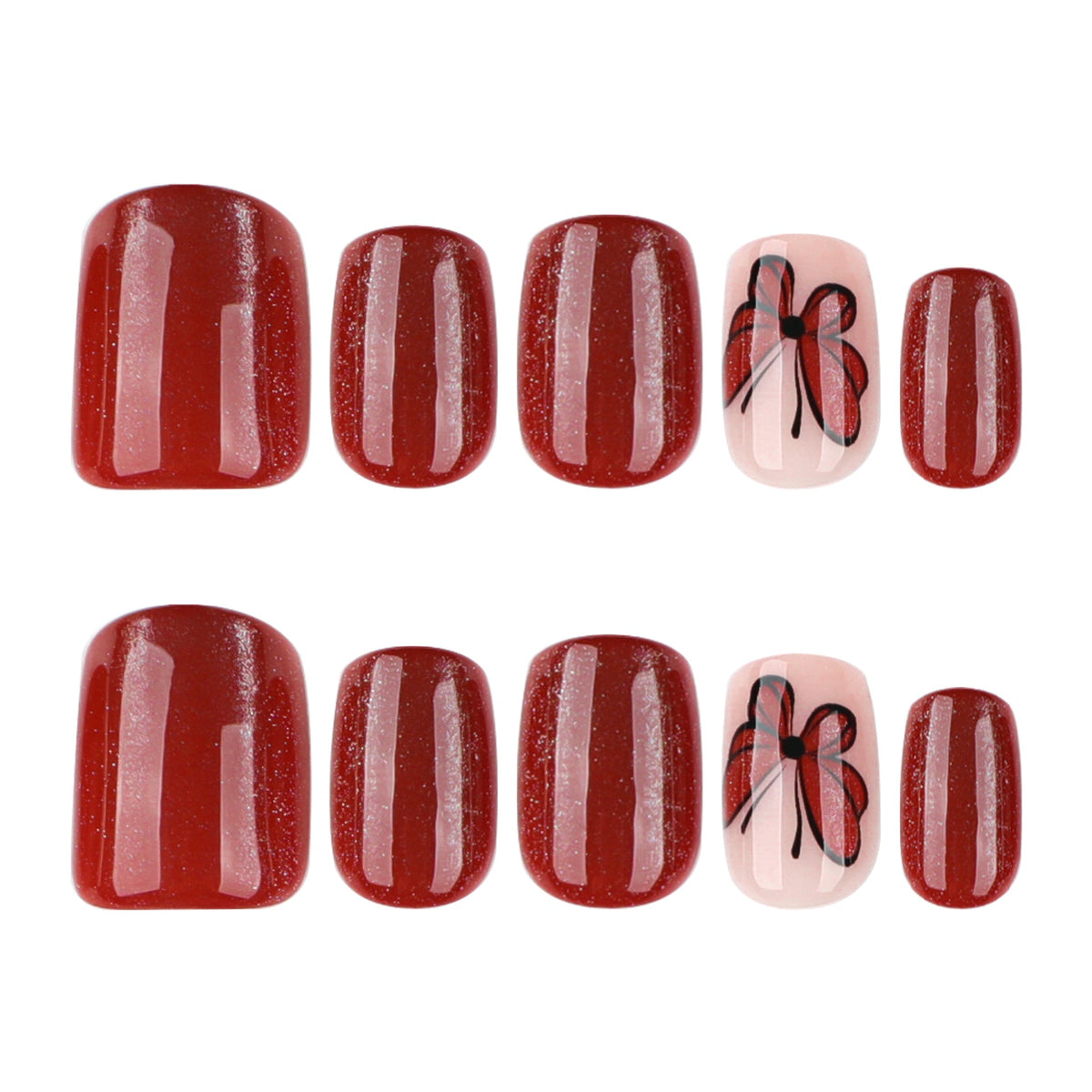 Ruby Butterfly Cat Eye short square press-on nails