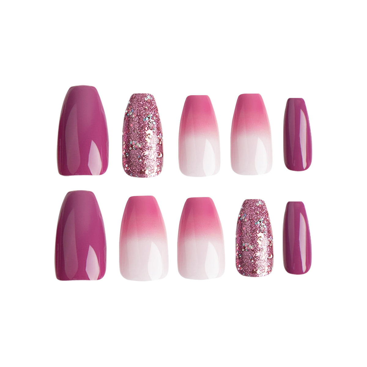 Purple Blush Fade glitter press-on nails