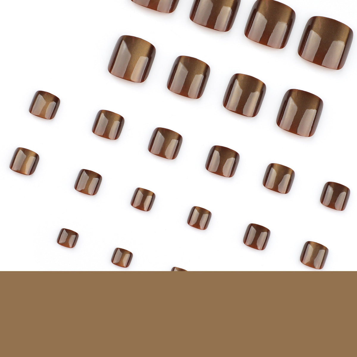 Mocha Cat Eye short square press-on toenails