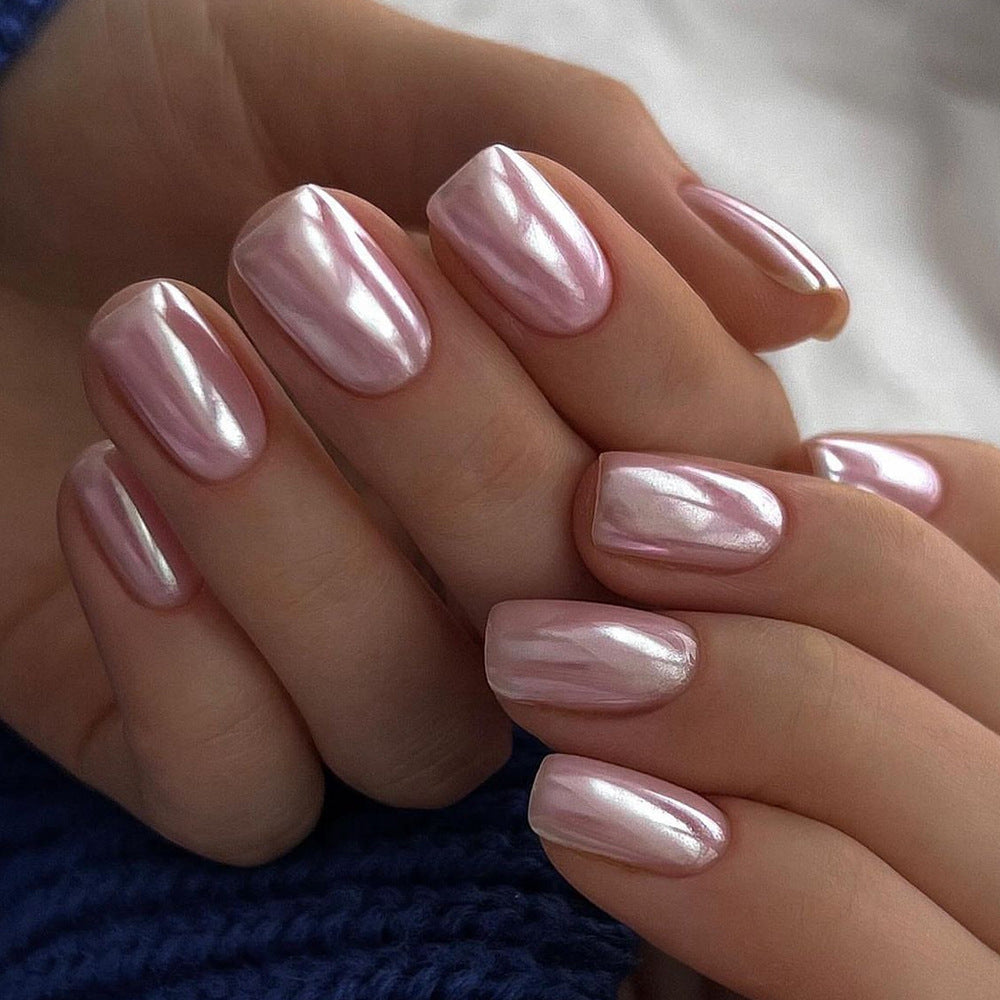 Sweet Pink Square short solid press-on nails