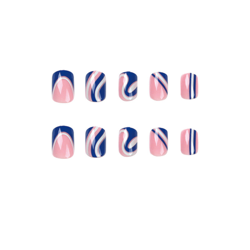 Blue Wave French short press-on nails