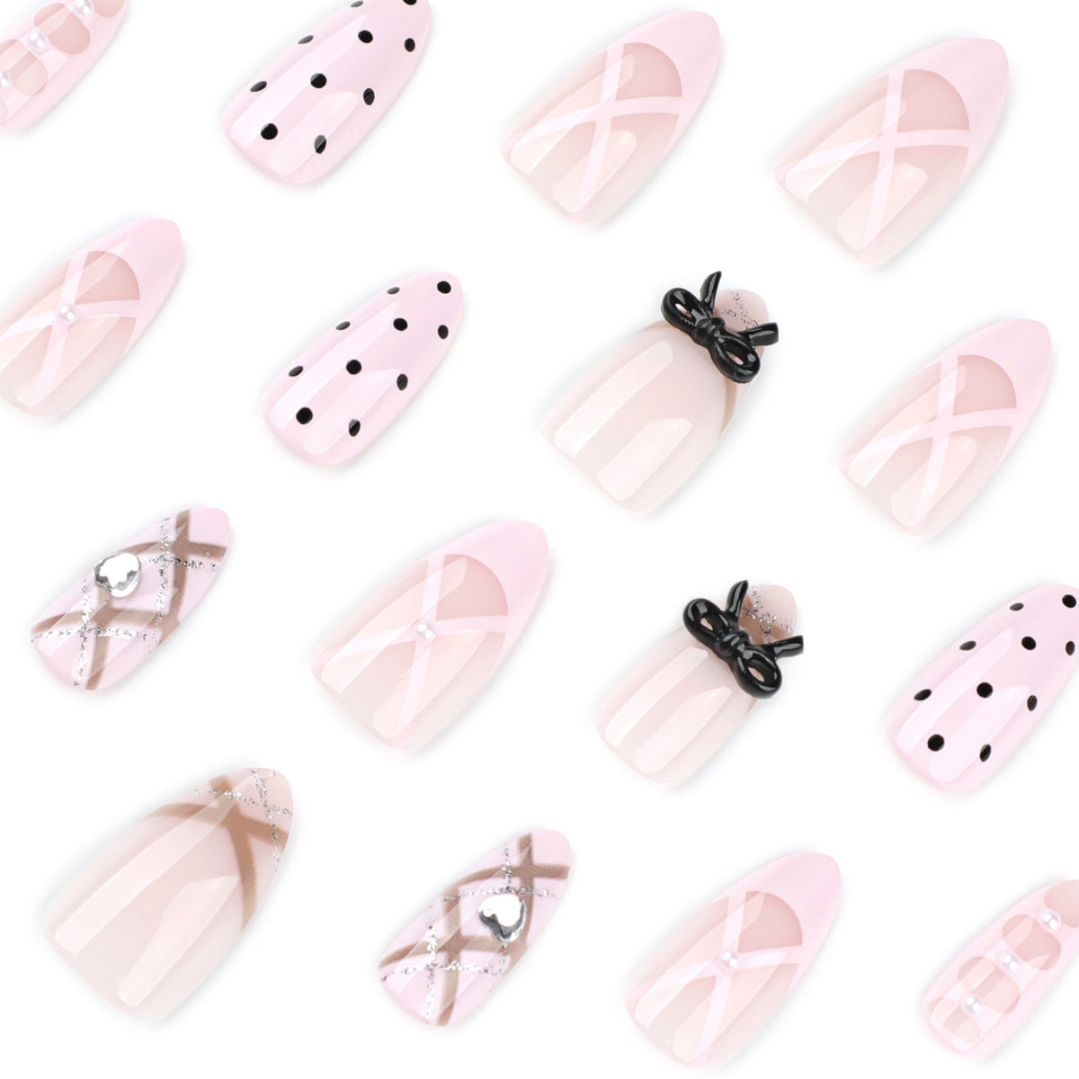 Noir Butterfly Dot press-on nails