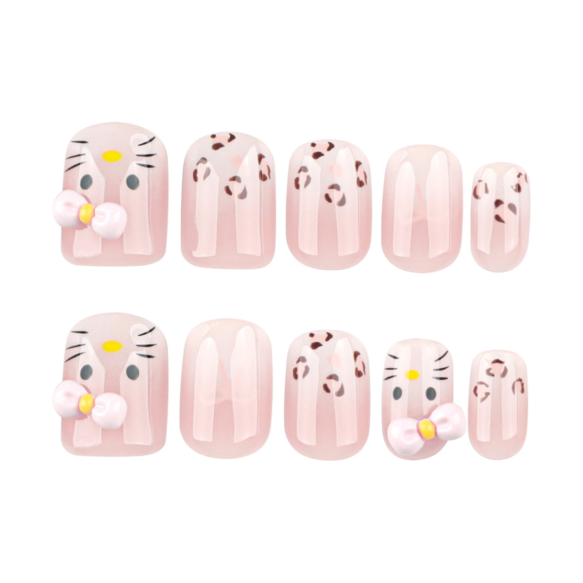 Sweet Cat Leopard French short square press-on nails, alternate view 5