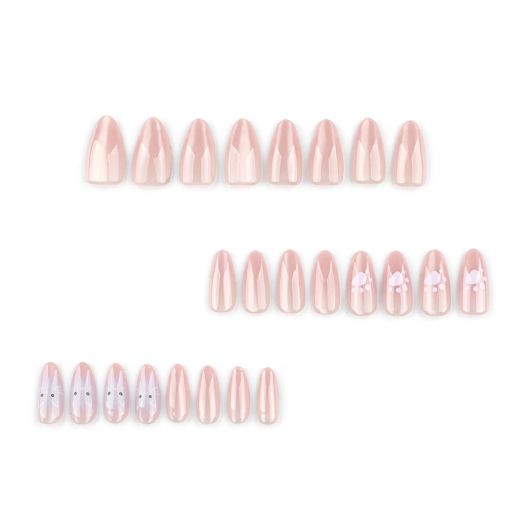 Pink Paw Cat Eye press-on nails