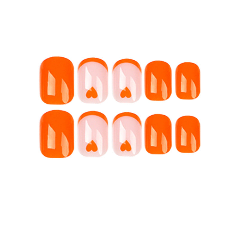 Orange Love French press-on nails