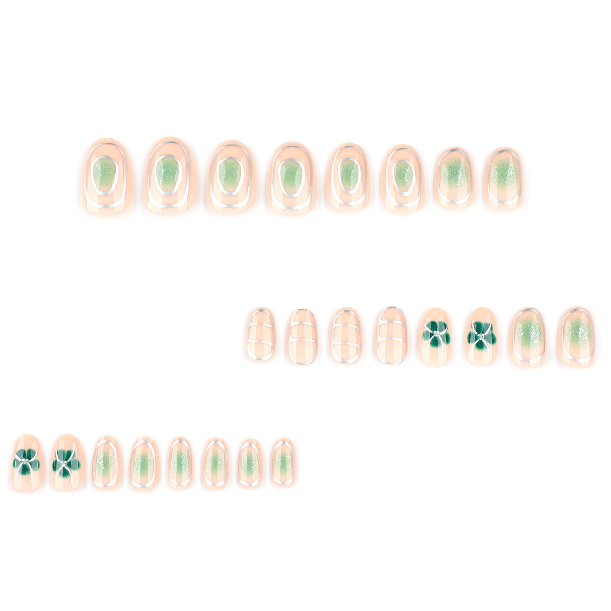 Green Garden almond press-on nails