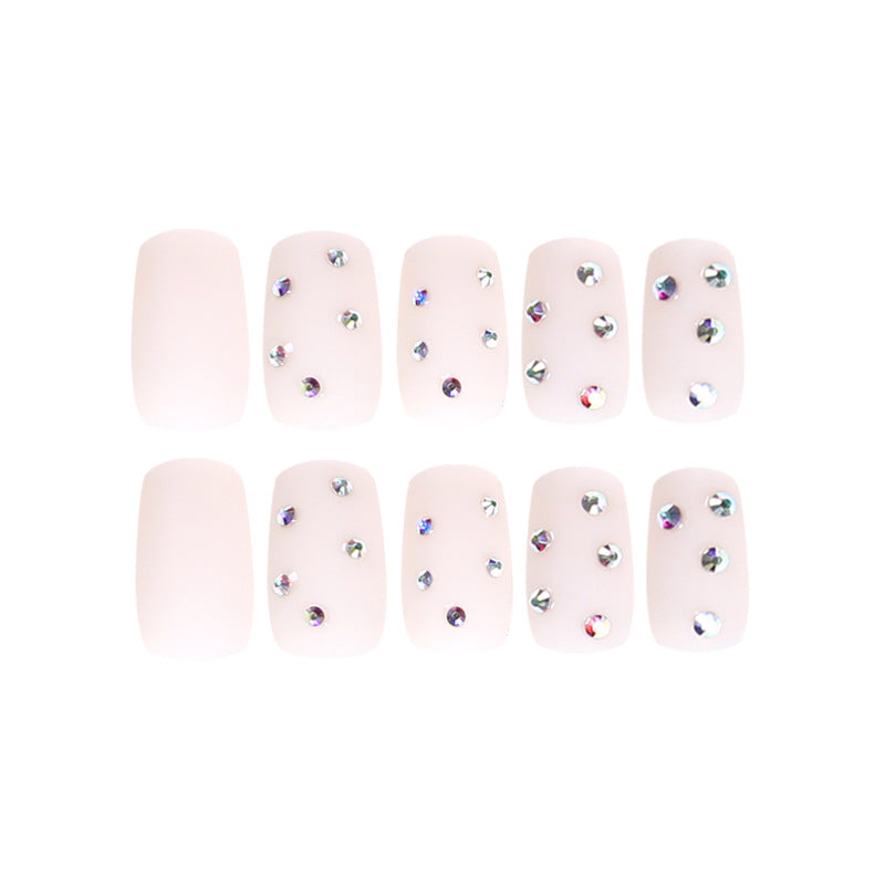 Bare Frost French rhinestone press-on nails