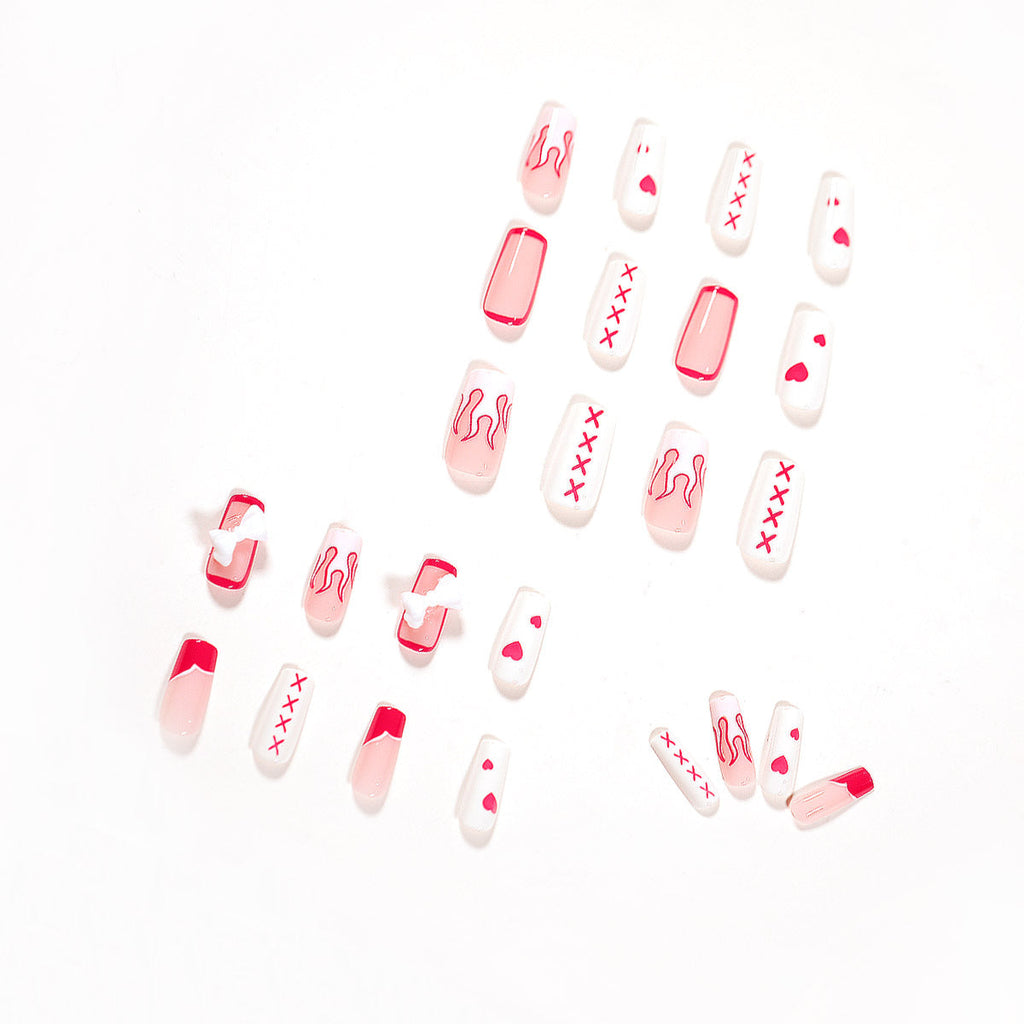 Blush Flame Bow press-on nails