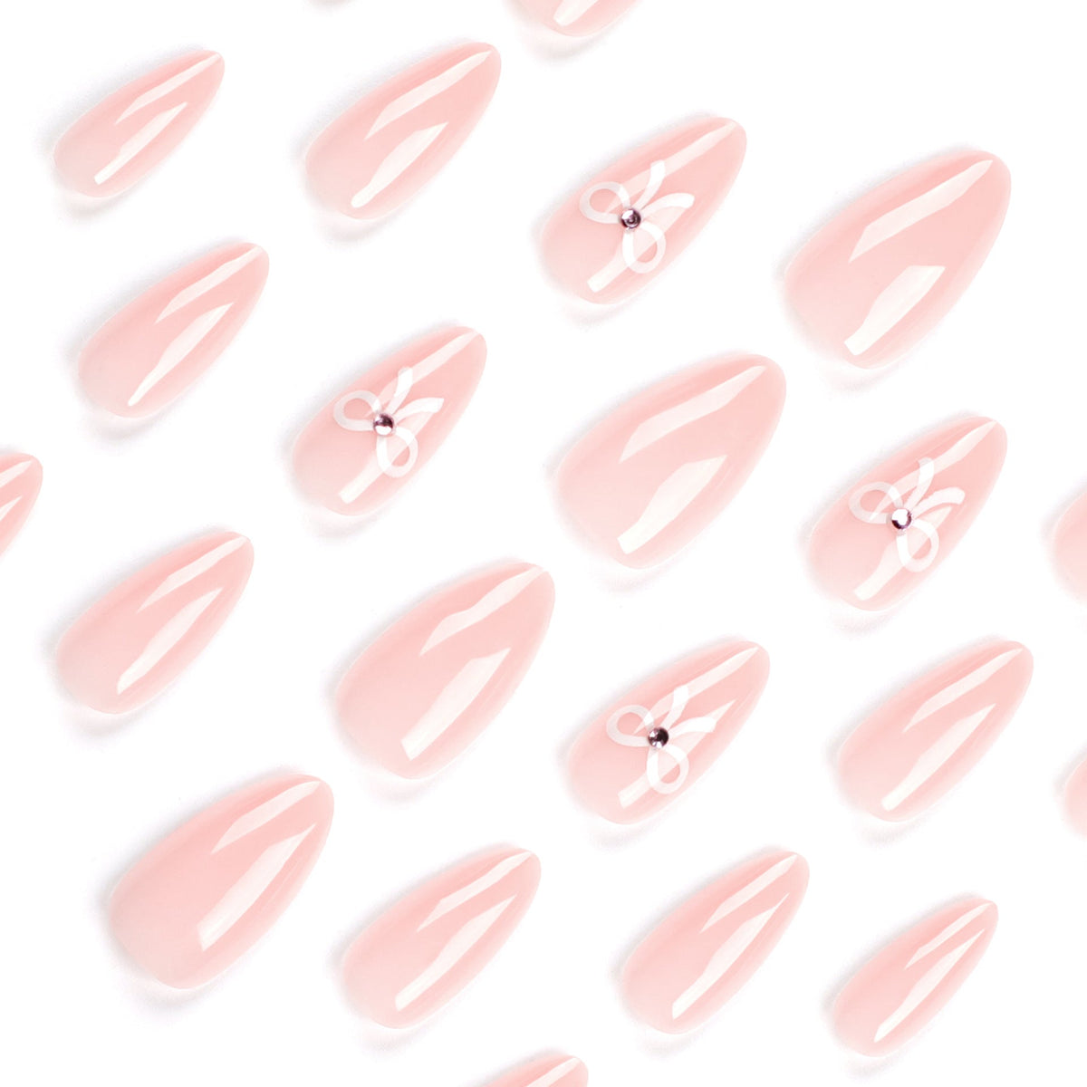 Ivory Bow short nude press-on nails