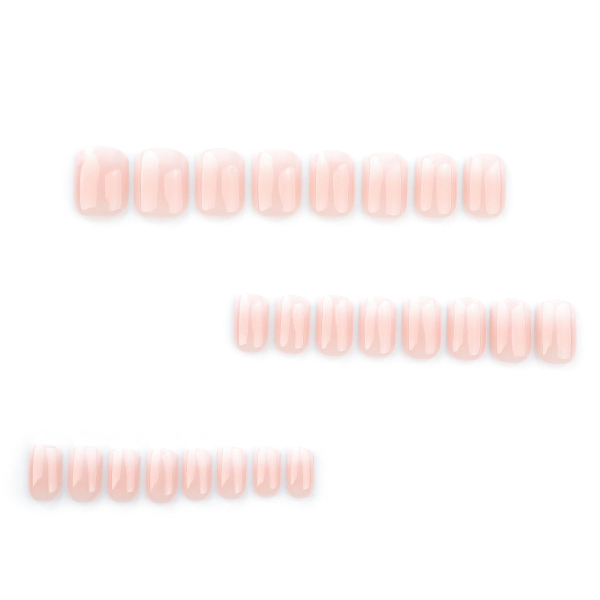 Blush White Fade short square press-on nails