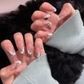 Oblique French Nude medium-long square press-on nails