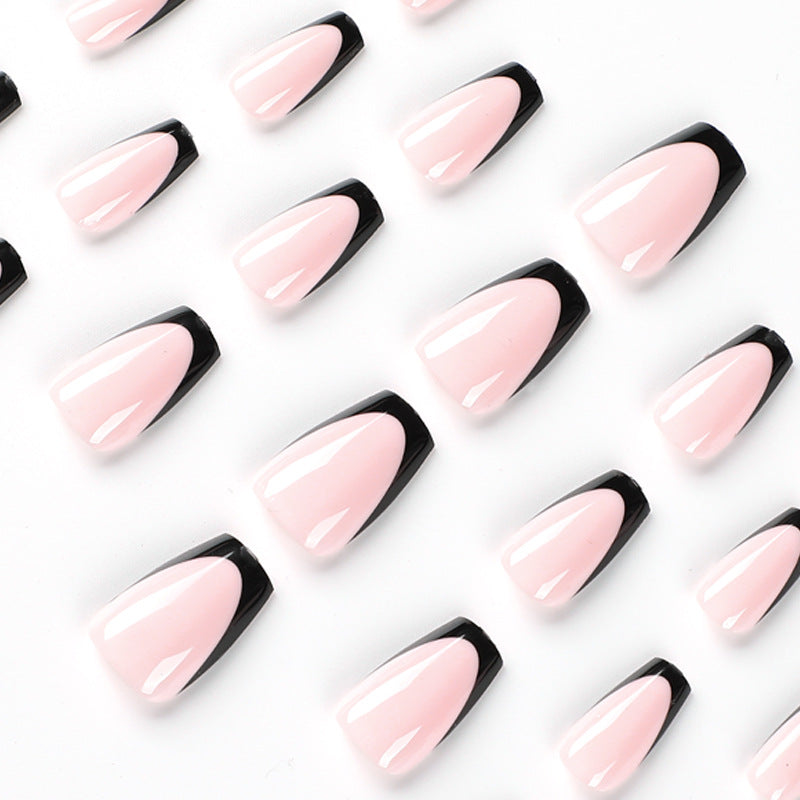 Noir Edge French short ballet press-on nails